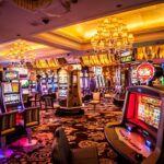 interior view of a vibrant casino with slot machines